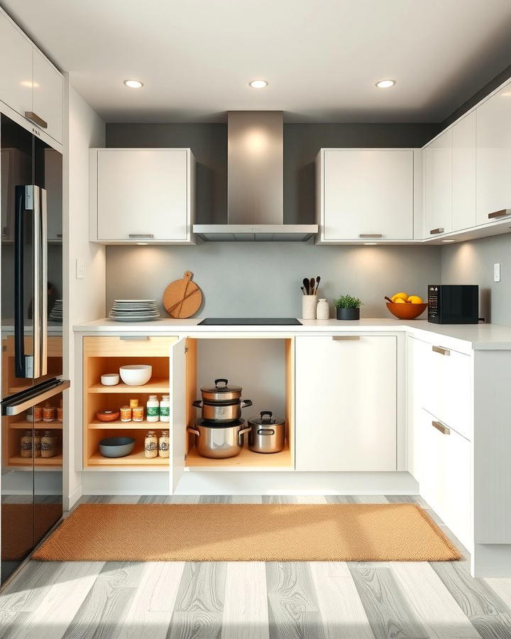 Built In Step Storage - 30 Split Level Kitchen Design Ideas