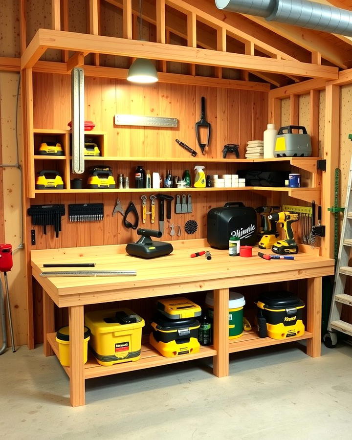 Built In Workbenches - 25 Pole Barn Interior Ideas