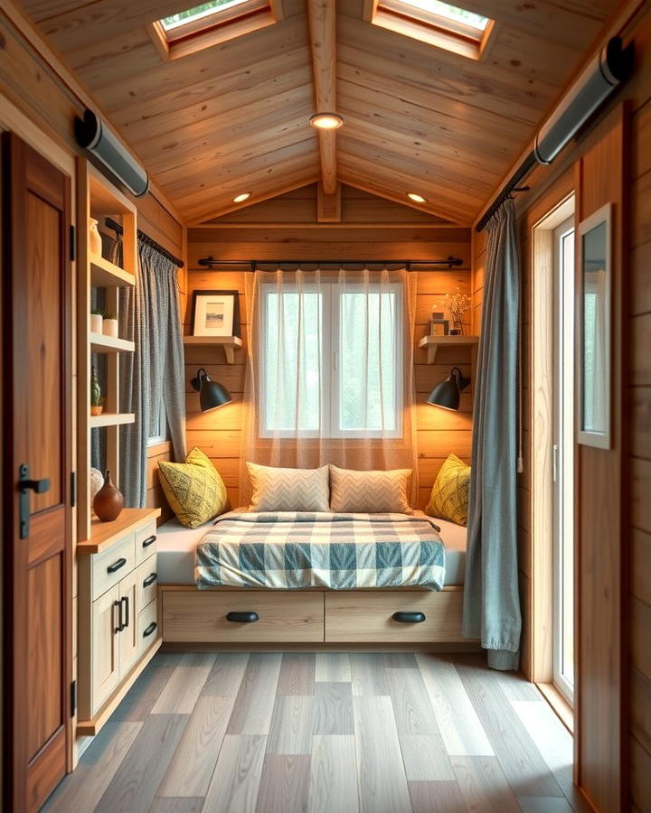 Built in Bed Nook - 25 One Room Cabin Interior Design Ideas