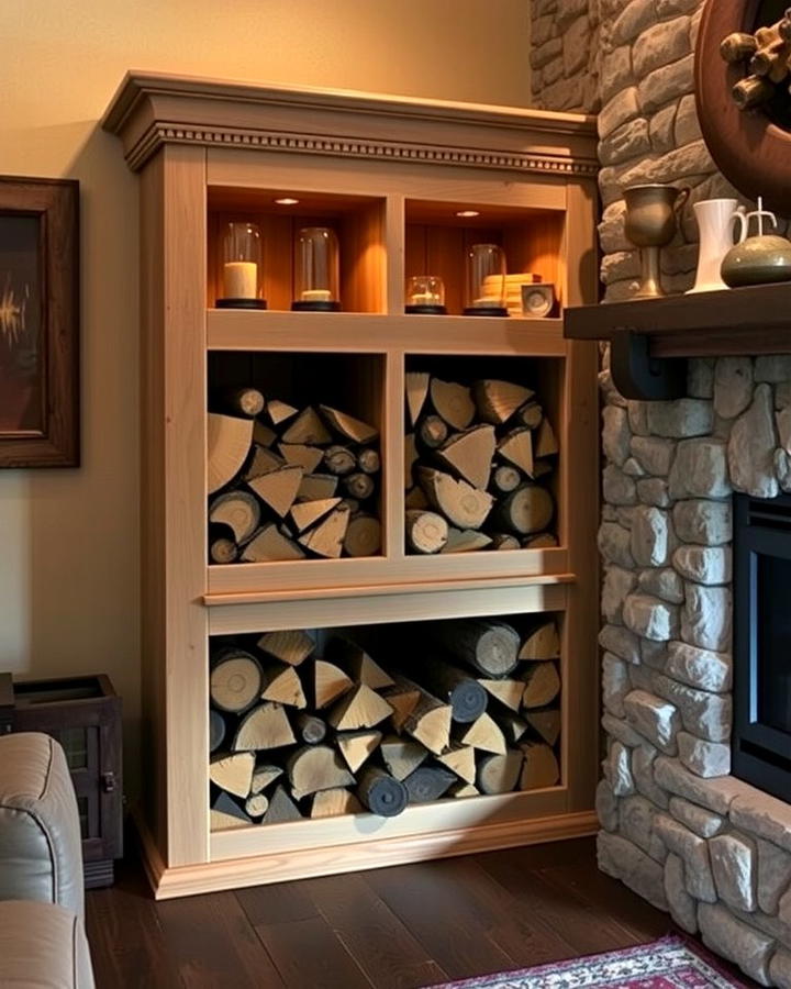 Built in Firewood Storage - 30 Fireplace Built-in Ideas