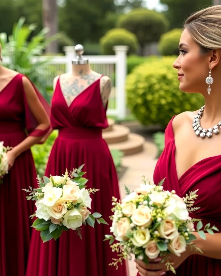 Burgundy Bridesmaid Dresses - 30 Red Wedding Theme Ideas