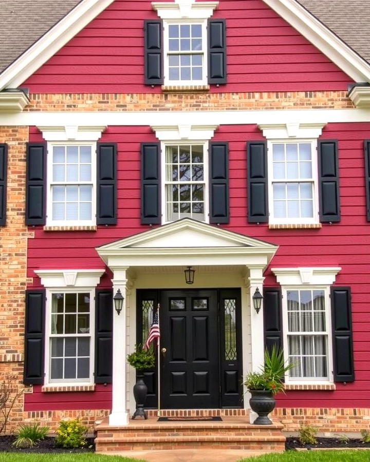 Burgundy Vinyl with Tan Brick - 25 Vinyl Siding and Brick Combinations