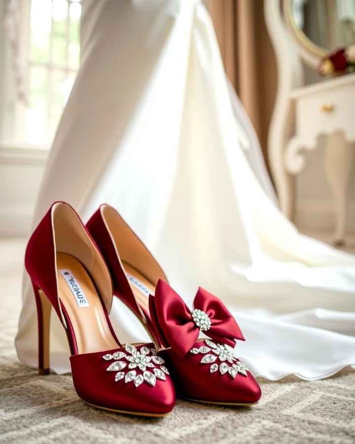 Burgundy Wedding Shoes - 30 Red Wedding Theme Ideas