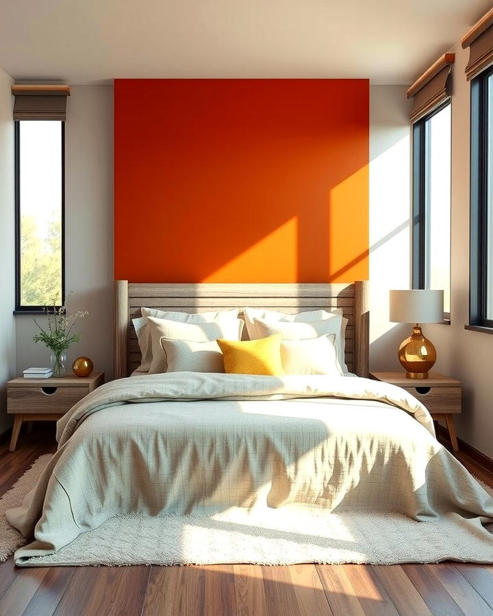 Burnt Orange Accent Wall 2 - 30 Burnt Orange Bedroom Ideas