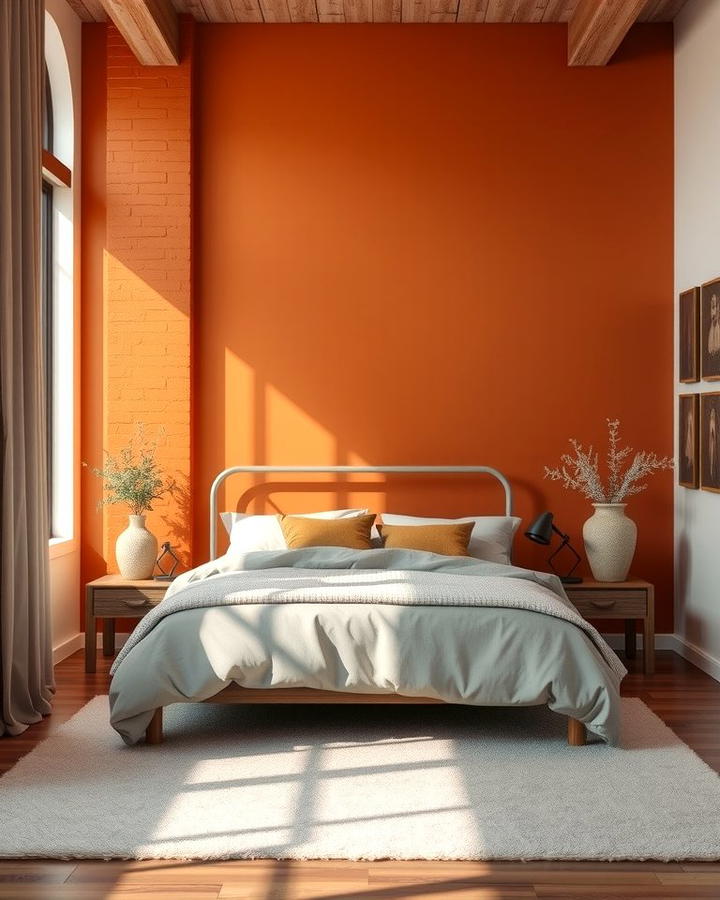 Burnt Orange Accent Wall - 30 Burnt Orange Bedroom Ideas