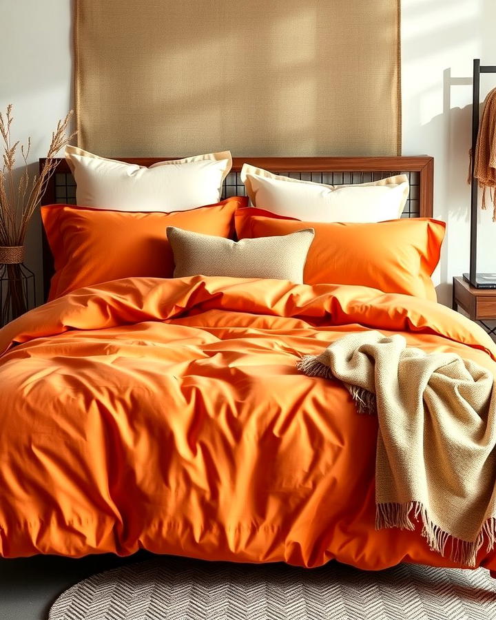 Burnt Orange Bedding Layers - 30 Burnt Orange Bedroom Ideas