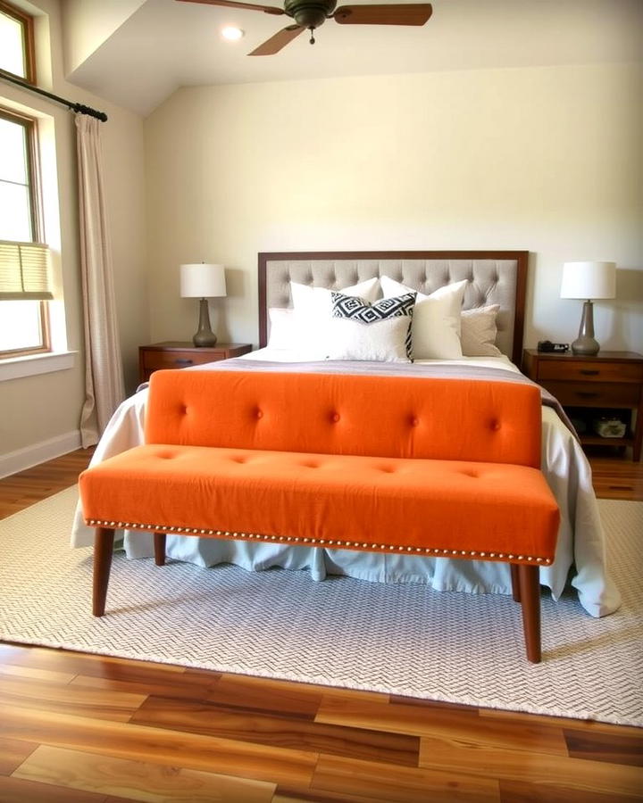 Burnt Orange Upholstered Bench - 30 Burnt Orange Bedroom Ideas