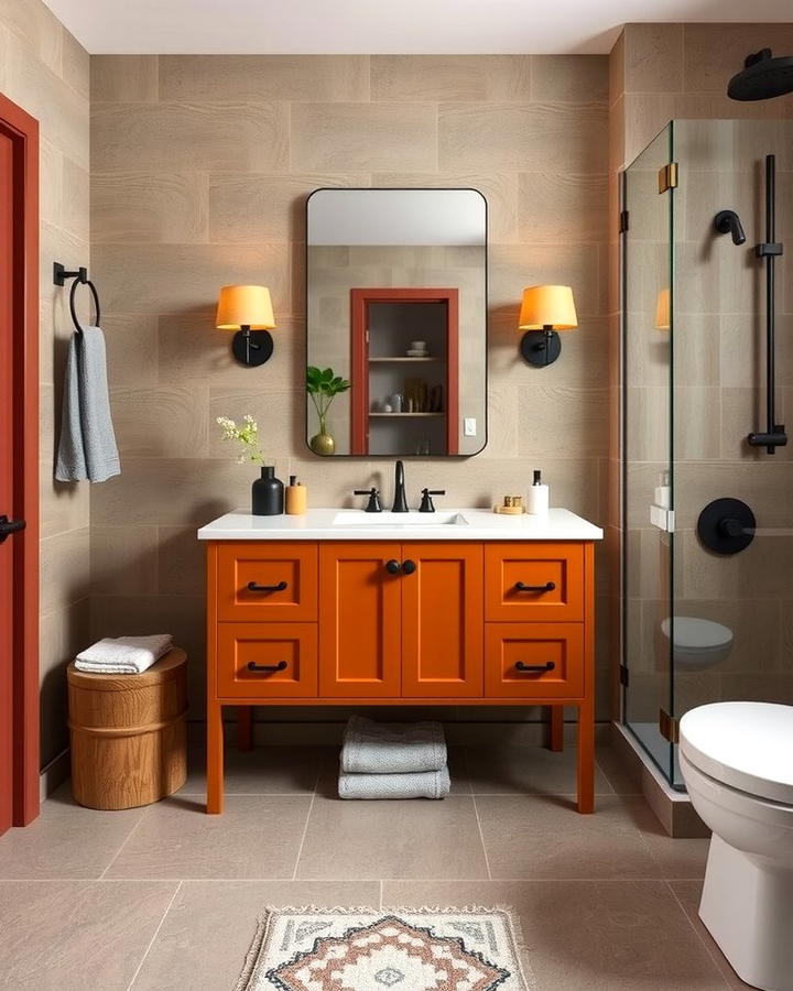 Burnt Orange Vanity - 25 Orange Bathroom Ideas