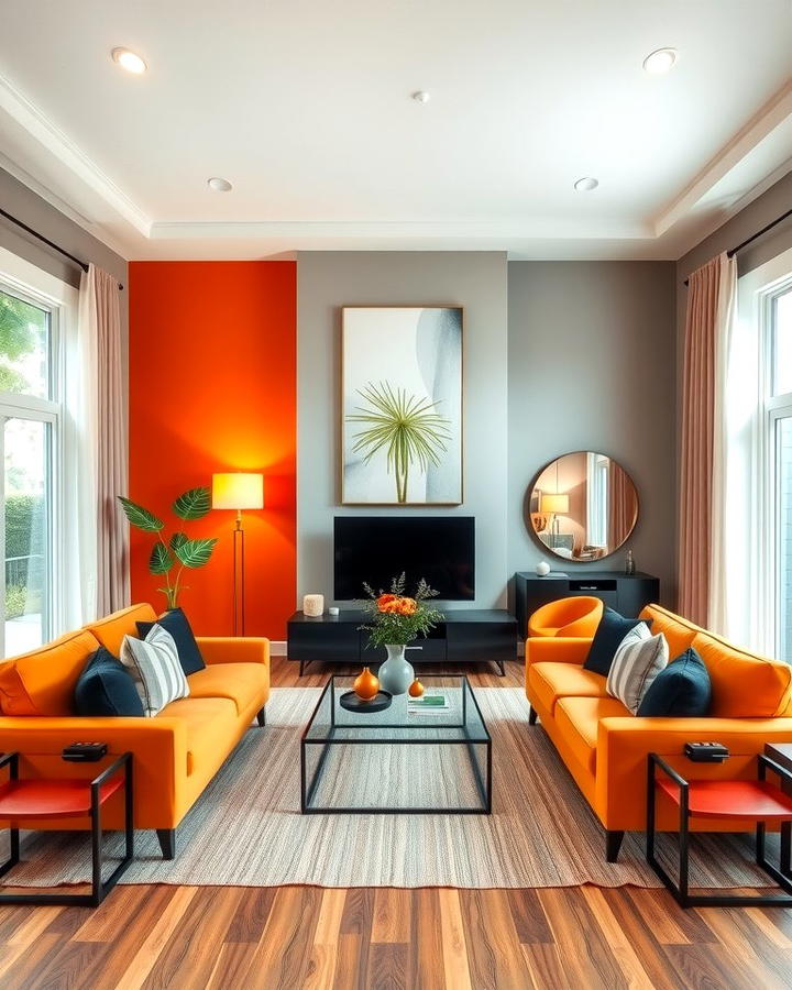 Burnt Orange and Light Grey - 30 Two Tone Wall Paint Ideas