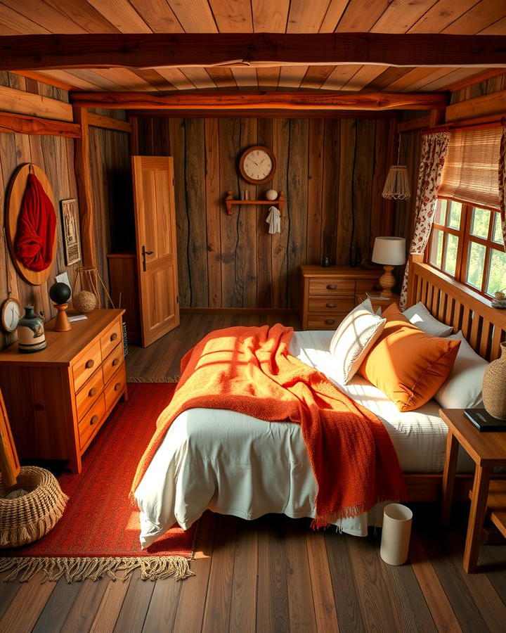 Burnt Orange and Natural Wood - 30 Burnt Orange Bedroom Ideas