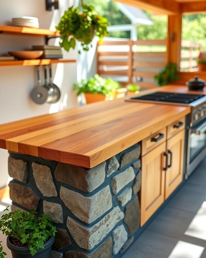 Butcher Block Countertops - 25 Types of Outdoor Kitchen Countertops