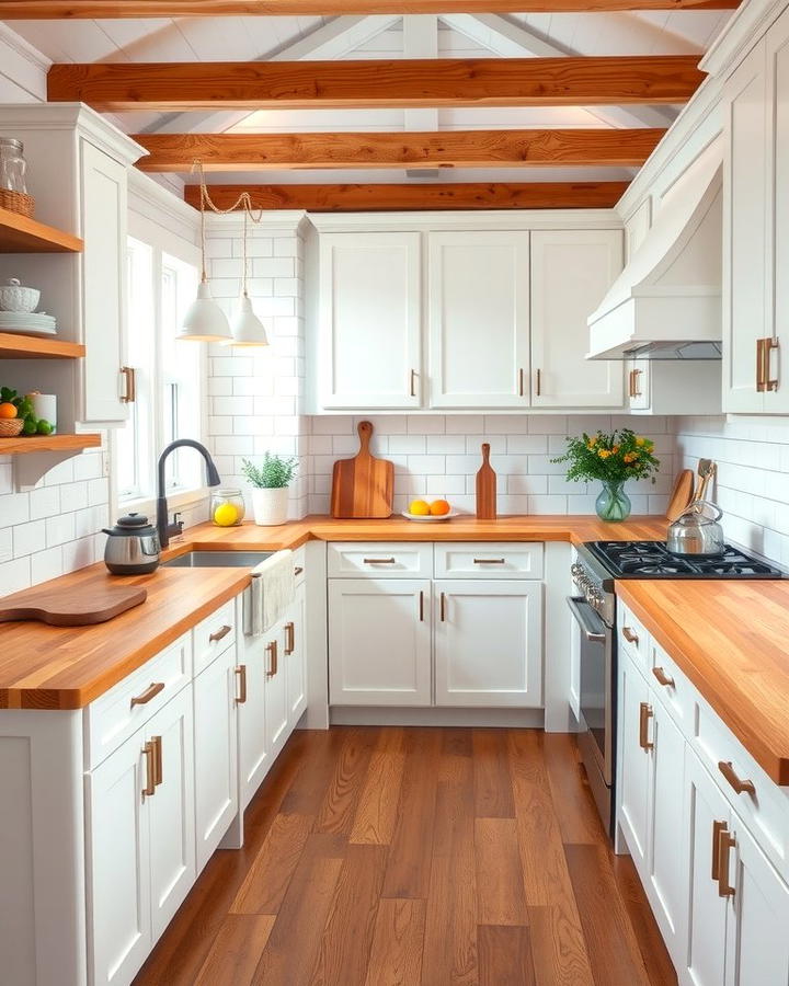 Butcher Block Countertops 2 - 30 White Farmhouse Kitchen Ideas