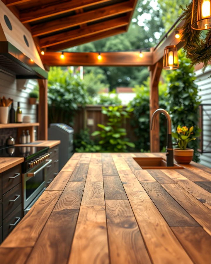 Butcher Block Countertops for Rustic Charm - 25 Outdoor Kitchen Countertop Ideas