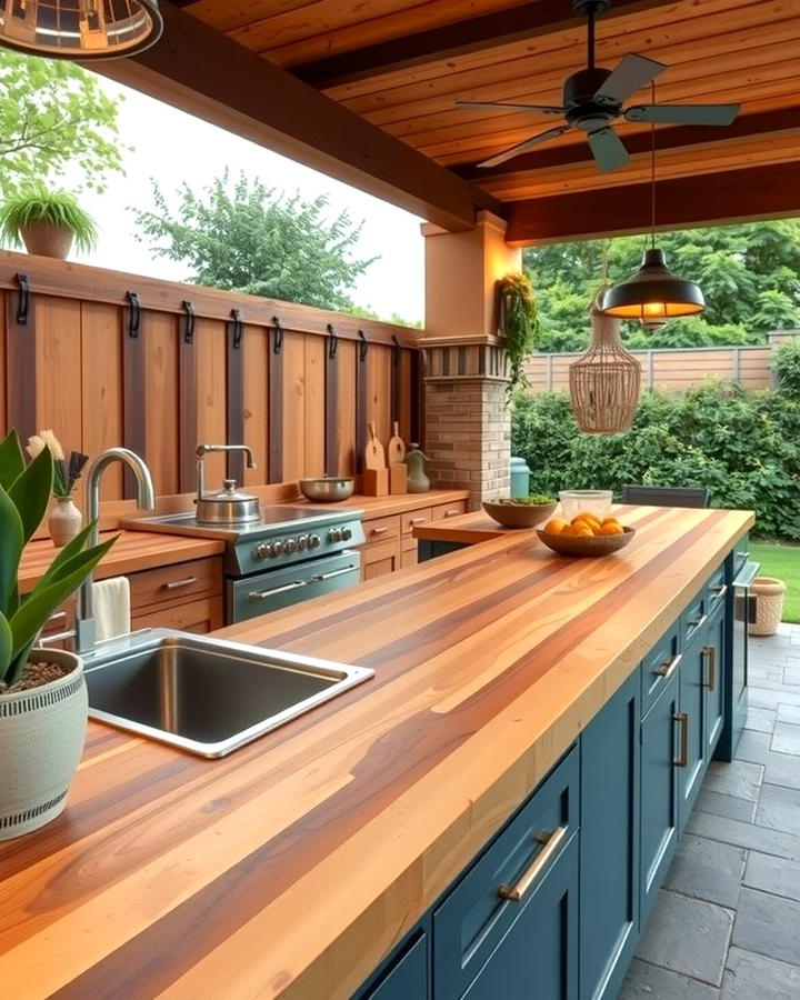 Butcher Block Countertops for Warmth and Charm - 25 Outdoor Kitchen Countertop Ideas