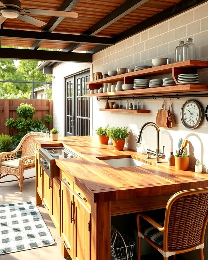 Butcher Block Countertops for Warmth - 25 Outdoor Countertop Ideas