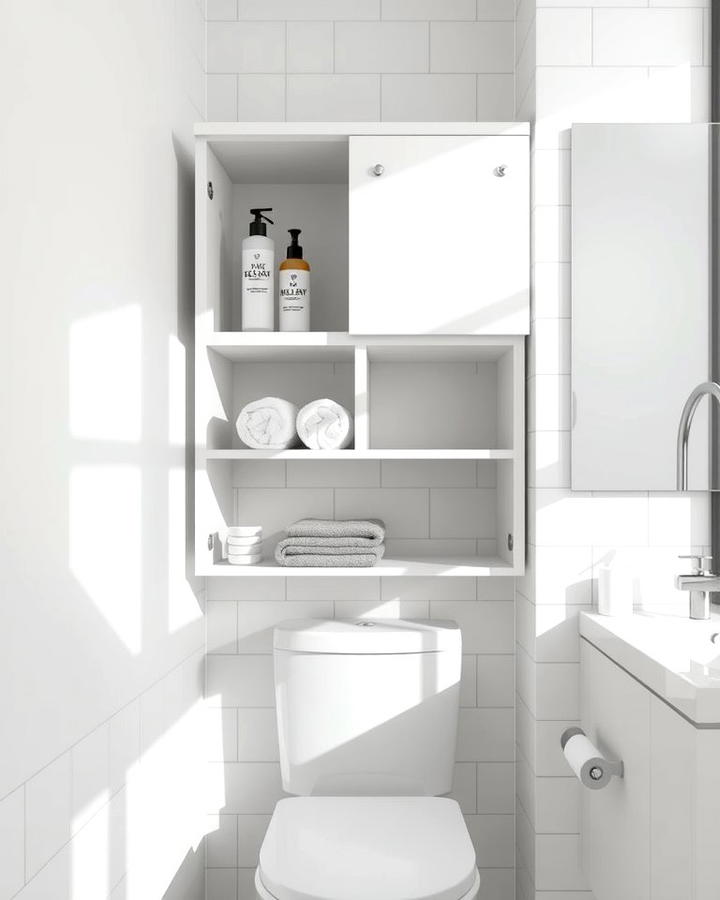 Cabinet with Sliding Doors - 25 Over Toilet Storage Ideas