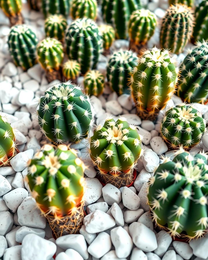 Cactus Displays with White Rocks - 25 White Rock Landscaping Ideas