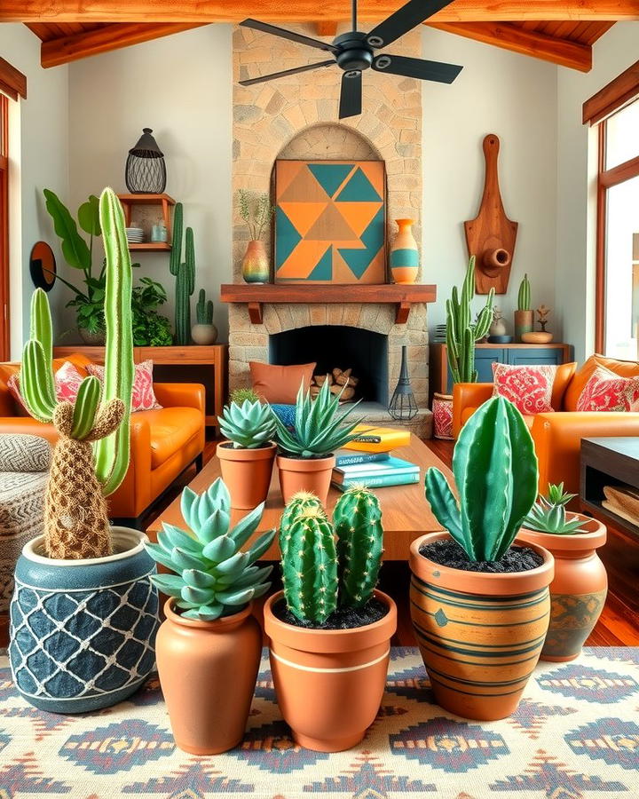 Cactus and Succulent Decor - 25 Southwest Living Room Ideas