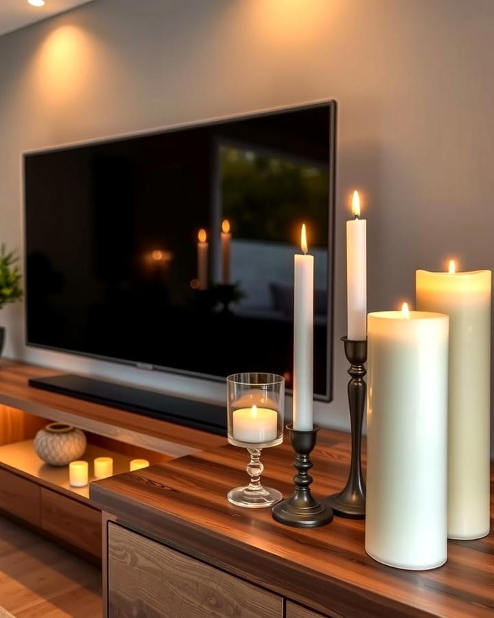 Candle Display - 25 Tv Console Decor Ideas