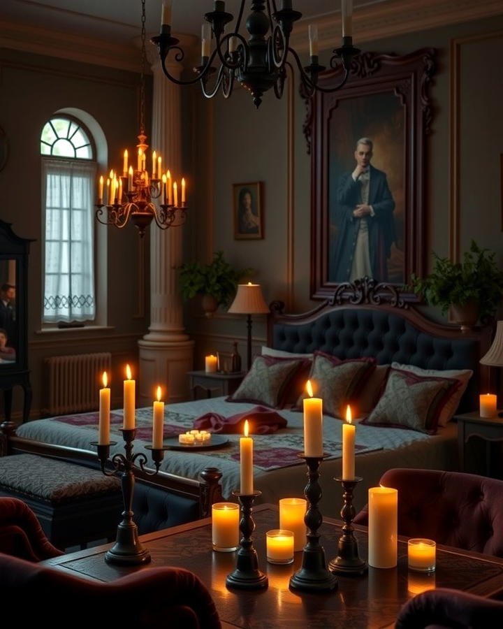 Candles and Candelabras - 30 dark academia bedroom ideas