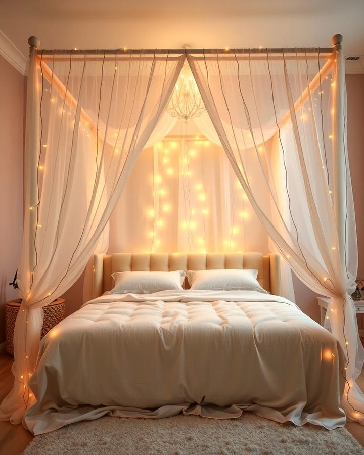 Canopy Bed with Twinkling Lights - 30 Fairy-themed Bedroom Ideas