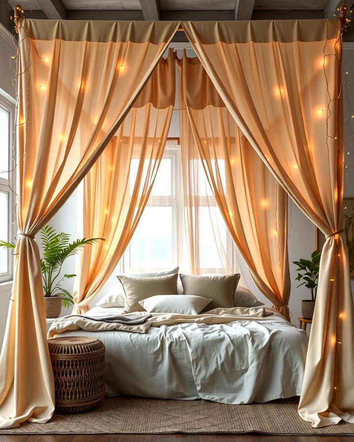 Canopy Beds with Draped Fabrics - 30 Forest Themed Bedroom Ideas