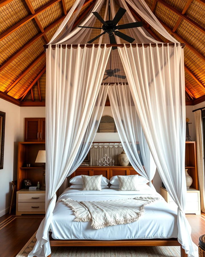 Canopy Beds with Sheer Curtains - 25 Tropical Bedroom Ideas