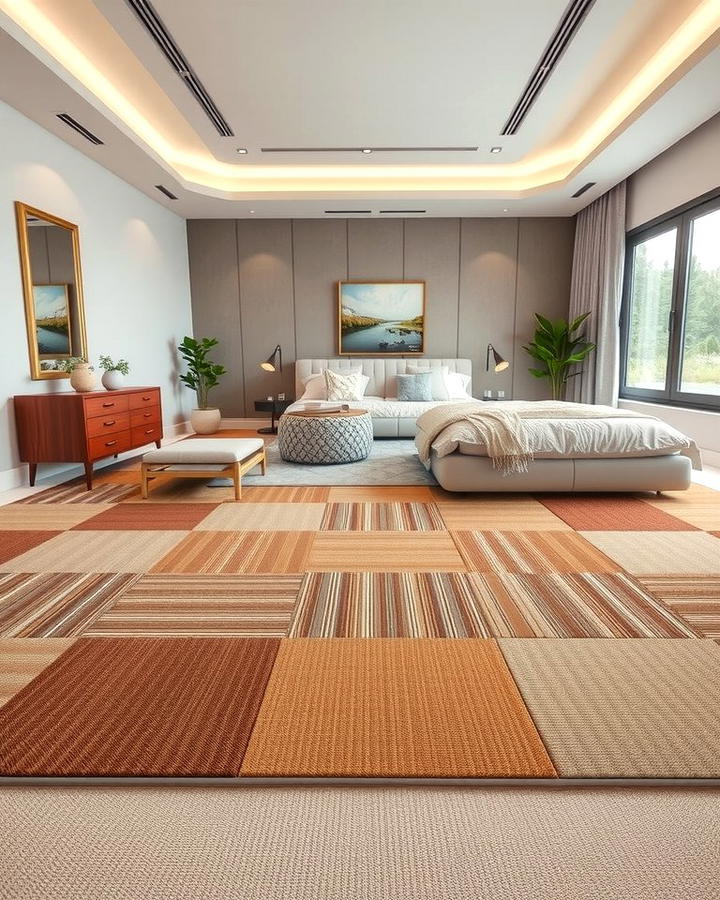 Carpet Tiles Flexibility - 30 Bedroom Flooring Ideas