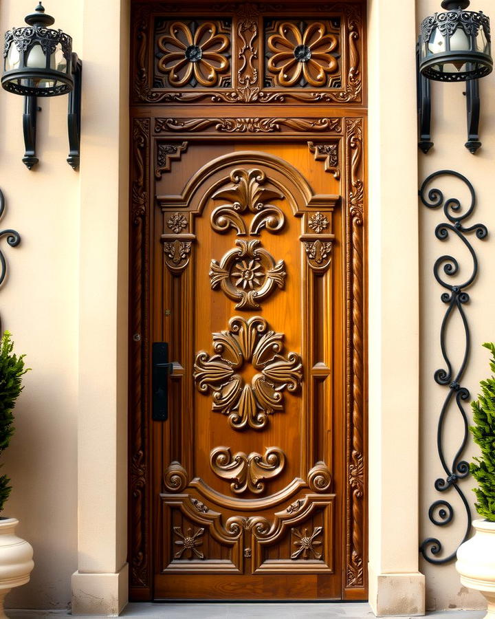 Carved Wooden Details - 25 spanish style front door ideas