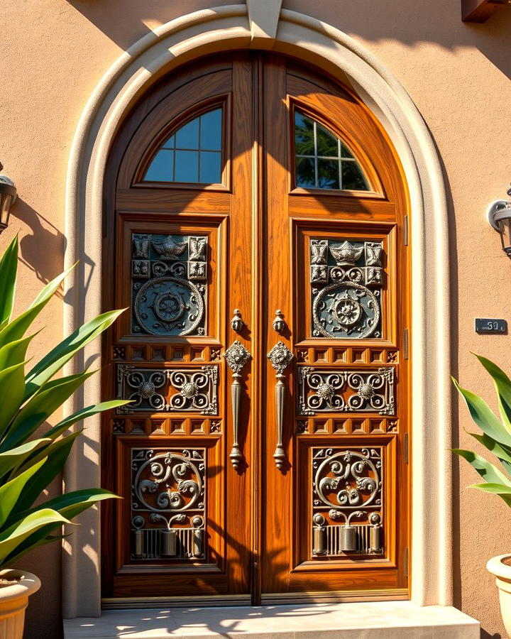 Carved Wooden Doors - 25 spanish style home exterior ideas