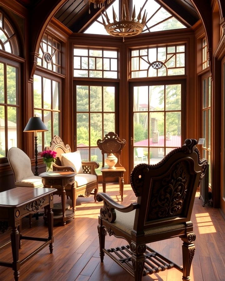 Carved Wooden Furniture - 25 Victorian Sunroom Ideas