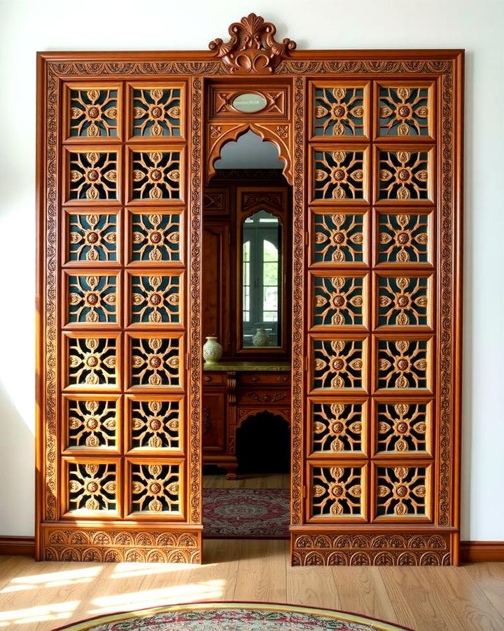 Carved Wooden Room Dividers - 25 Moroccan Themed Bedroom Ideas