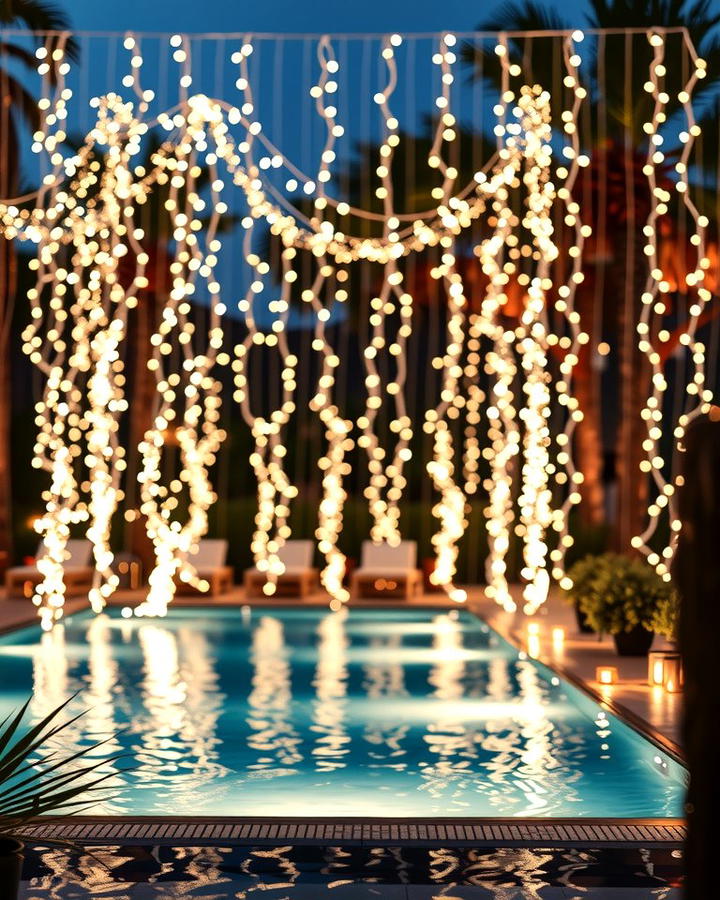 Cascading Light Curtains - 25 Pool Lighting Ideas