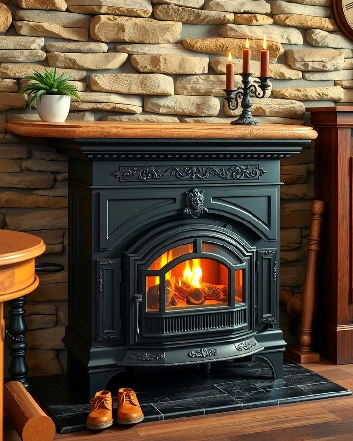 Cast Iron Stove Insert - 25 Rustic Fireplaces