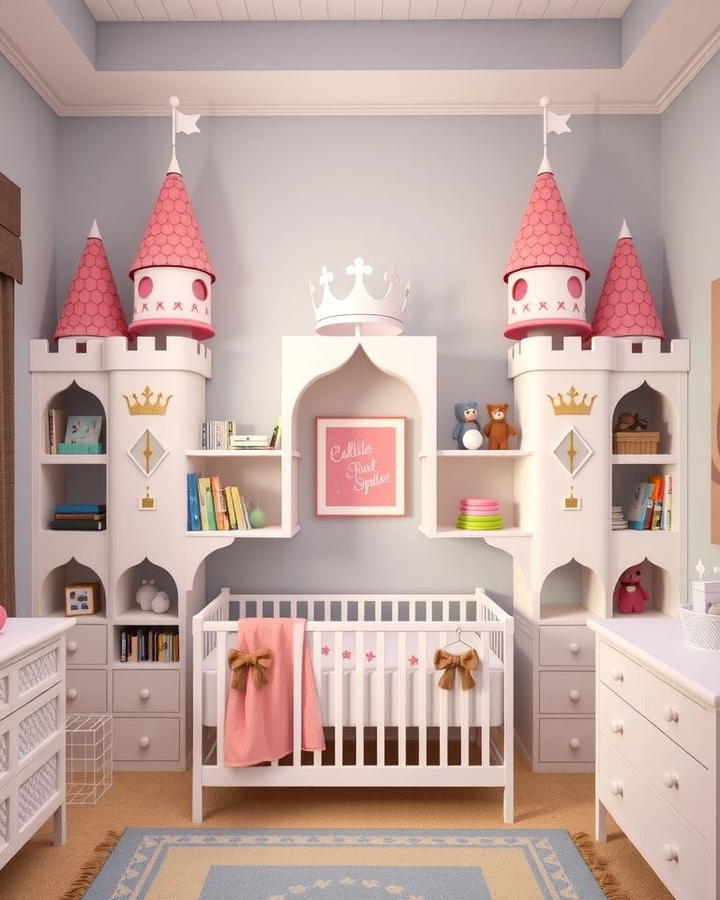 Castle Inspired Shelving - 25 Princess Nursery Ideas