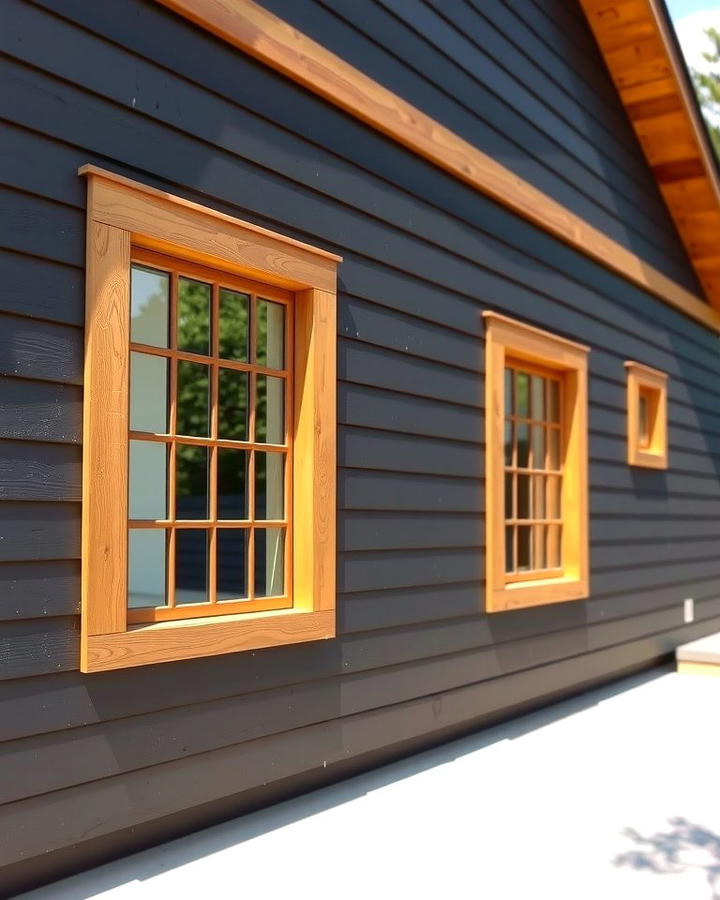 Cedar Framed Windows - 30 Black House With Cedar Accents