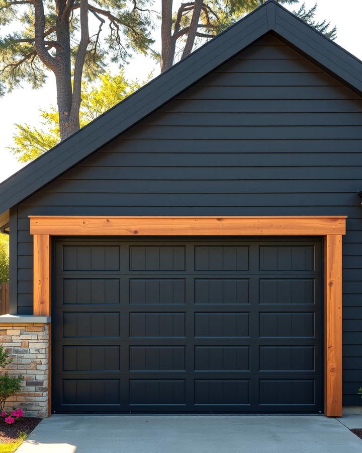 Cedar Garage Framing for Added Warmth - 30 Black House With Cedar Accents