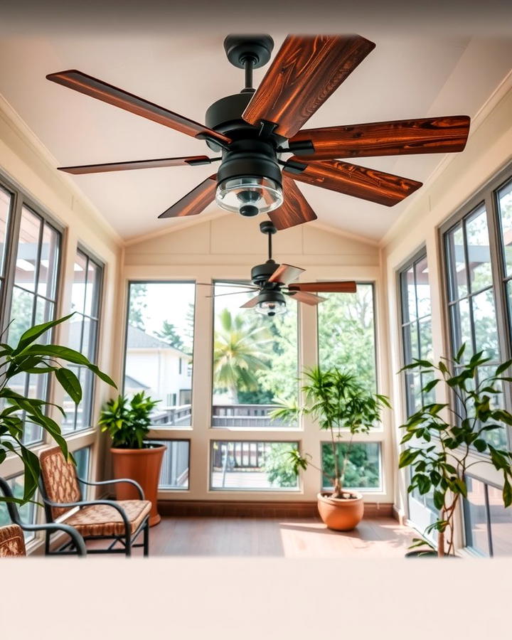 Ceiling Fans with Rustic Finishes - 25 Rustic Sunroom Ideas