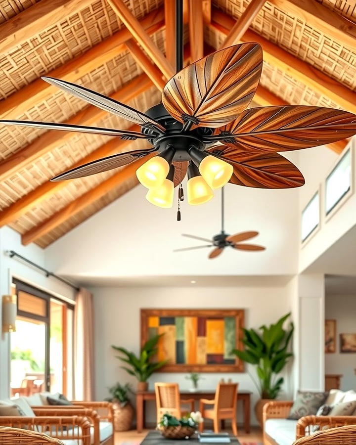 Ceiling Fans with Tropical Flair - 25 Tropical Living Room Ideas