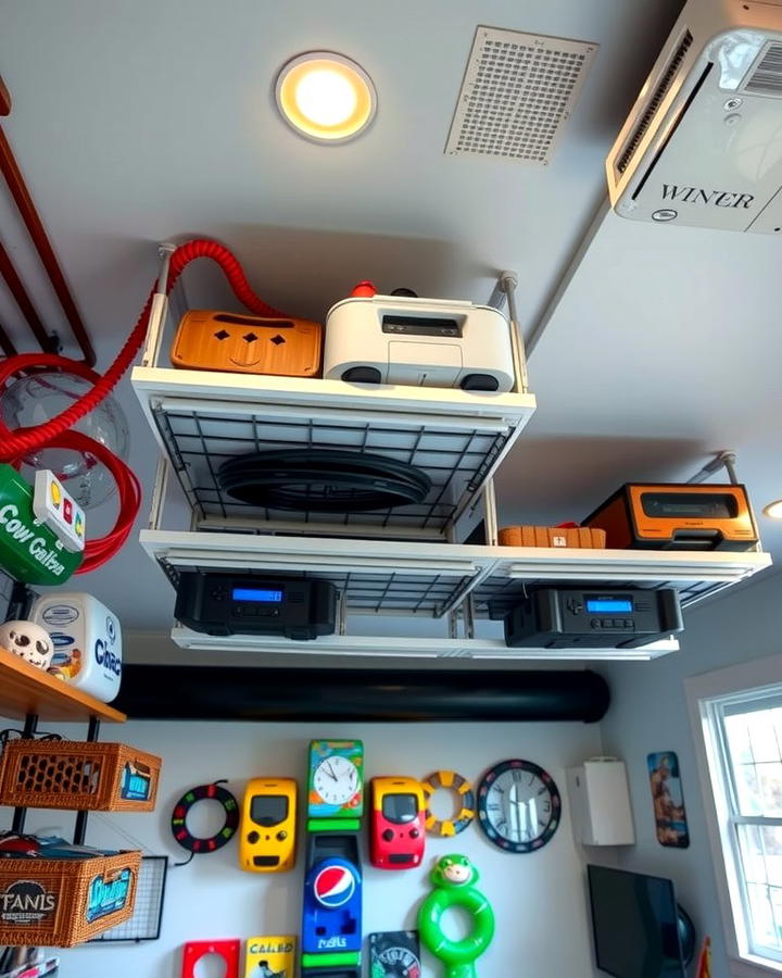 Ceiling Mounted Storage - 25 Small Game Room Ideas