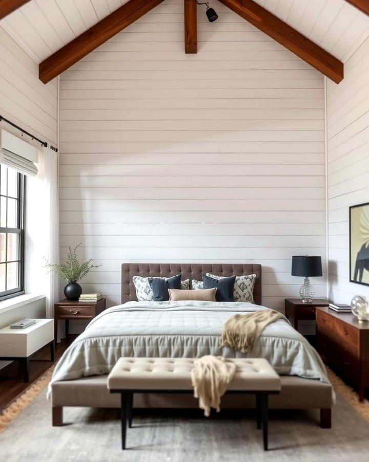 Ceiling Statement with Shiplap Panels - 25 Shiplap Bedroom Ideas