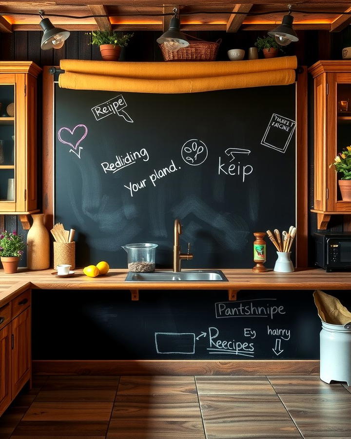 Chalkboard Backsplash for Rustic Functionality - 25 Rustic Backsplash Ideas