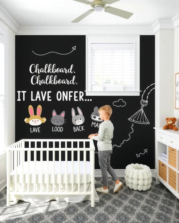 Chalkboard Wall - 30 Black and White Nursery Ideas