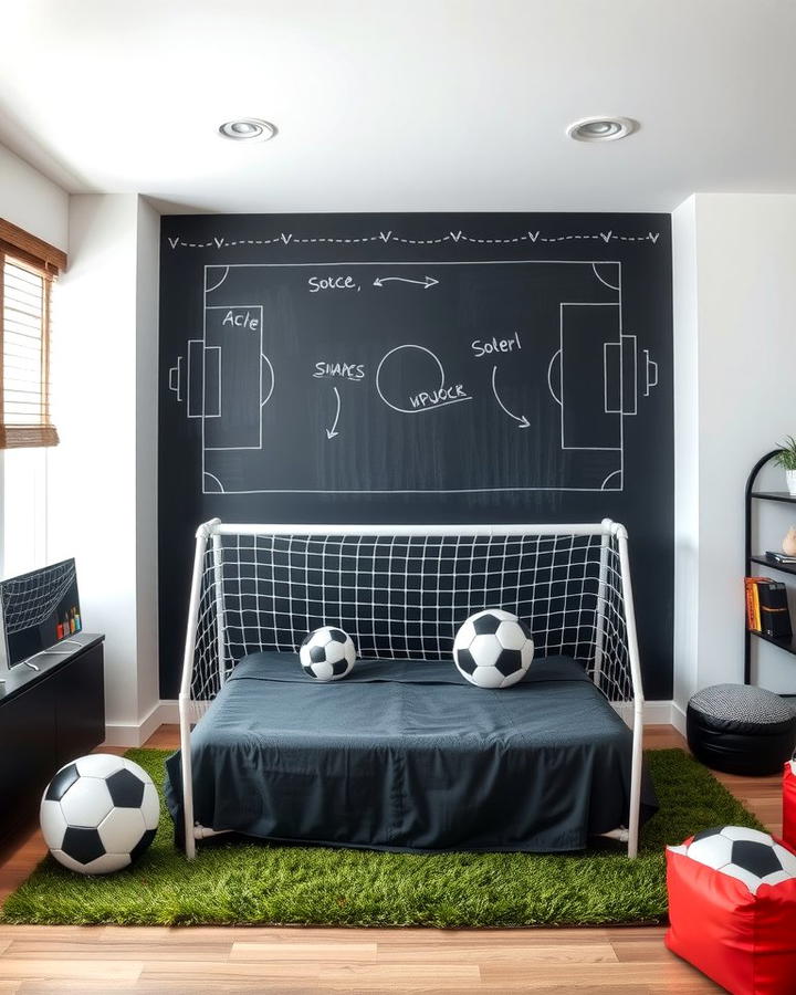 Chalkboard Wall for Game Strategies 2 - 30 Soccer Themed Bedroom Ideas