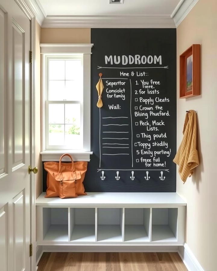 Chalkboard Wall for Notes and Lists - 25 Small Mudroom Ideas