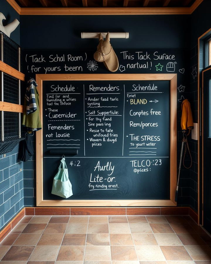 Chalkboard Wall for Notes - 30 Tack Room Ideas