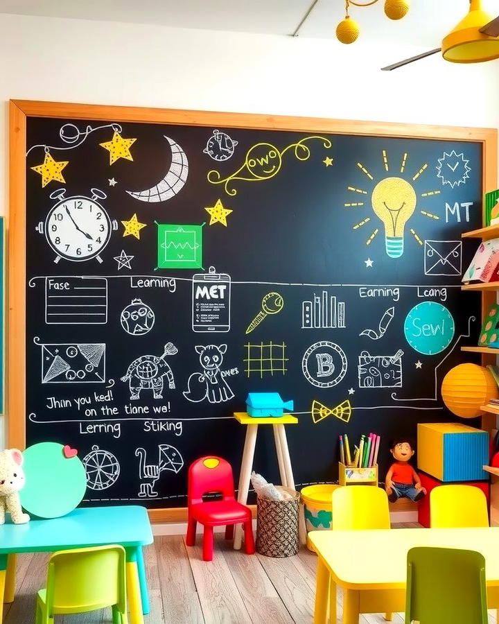 Chalkboard Wall in a Childs Playroom - 30 Chalkboard Ideas