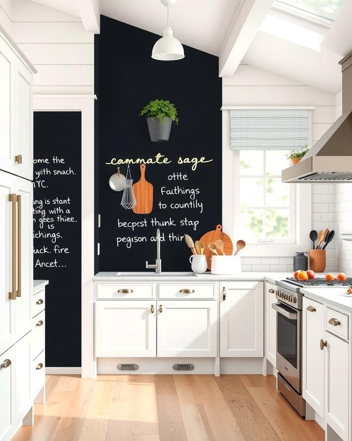 Chalkboard Wall or Panel - 30 White Farmhouse Kitchen Ideas