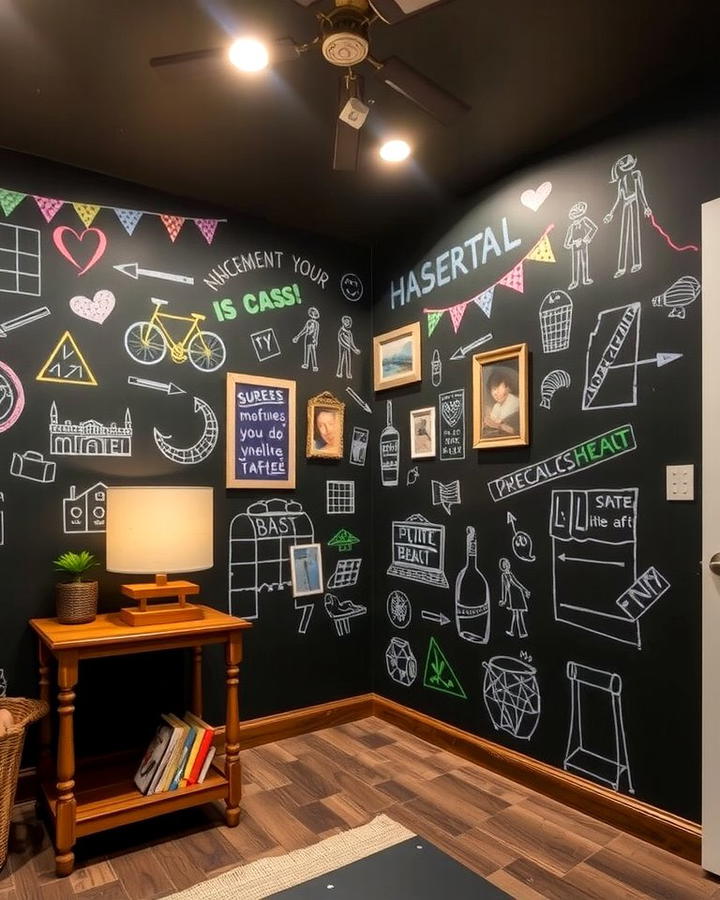 Chalkboard Walls for Creativity - 30 Basement Wall Ideas