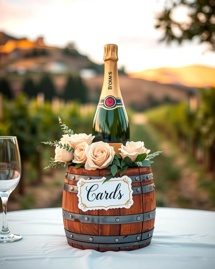 Champagne Barrel Card Holder - 30 Wedding Card Box Ideas